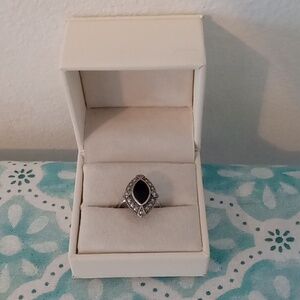 Marcasite Black Silver Ring